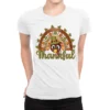 Turkey Rainbow Thankful Thanksgiving Ladies Fitted T-Shirt