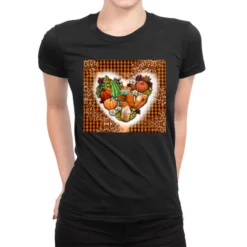 Western Fall Heart Ladies Fitted T-Shirt