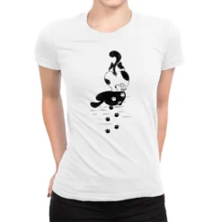 Fat Black Cat Sublimation Ladies Fitted T-Shirt