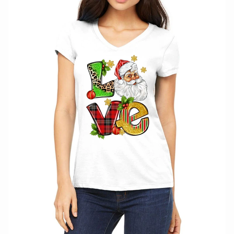 Love Christmas Women's V-Neck T-Shirt 1 Love Christmas Women's V-Neck T-Shirt