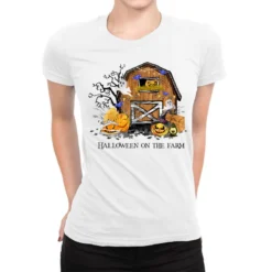 Halloween On The Farm Sublimation Ladies Fitted T-Shirt