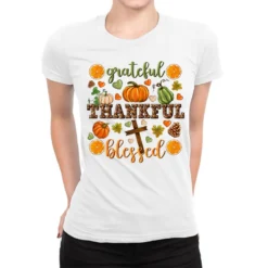 Grateful Thankful Blessed Ladies Fitted T-Shirt
