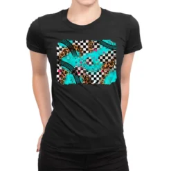 Race Day Turquoise Background Ladies Fitted T-Shirt