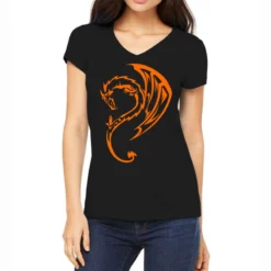 Dragon, Dragons, Tattoo, Orange Women's V-Neck T-Shirt