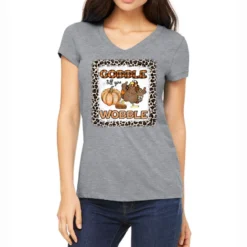 Gobble Till You Wobble Sublimation Women's V-Neck T-Shirt