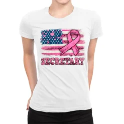 Secretary American Cancer Flag Ladies Fitted T-Shirt