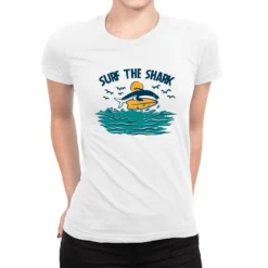 SURF THE SHARK Ladies Fitted T-Shirt