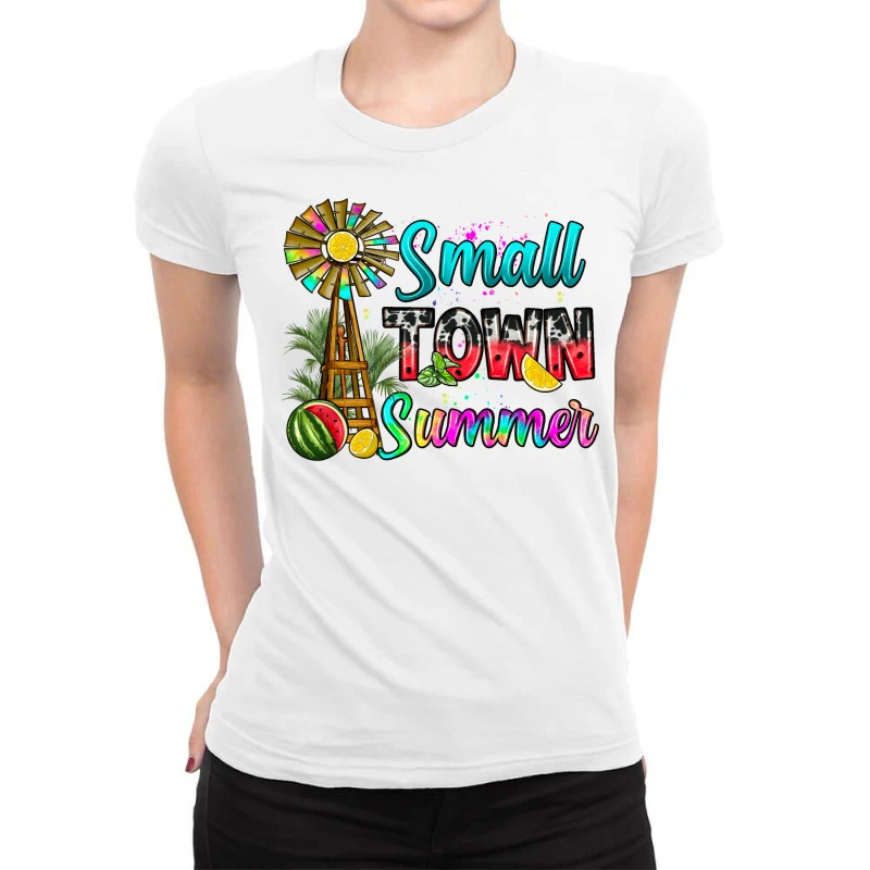 Small Town Summer Ladies Fitted T-Shirt 1 Small Town Summer Ladies Fitted T-Shirt