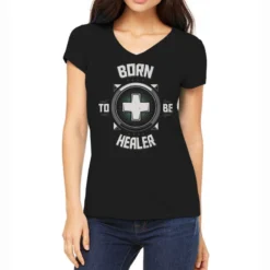 Born To Be Healer Women's V-Neck T-Shirt