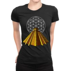 Aztec Pyramid Mayan Sacred Geometry Ladies Fitted T-Shirt