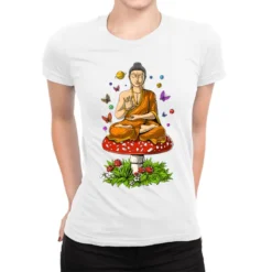 Buddha Magic Mushrooms Meditation Ladies Fitted T-Shirt