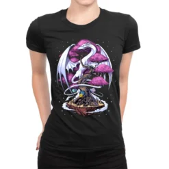 Dragon Cherry Blossom Ladies Fitted T-Shirt