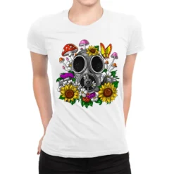 Hippie Gas Mask Ladies Fitted T-Shirt