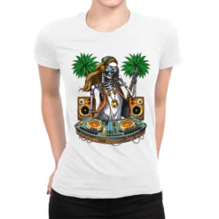 Hippie Skeleton Dj Ladies Fitted T-Shirt