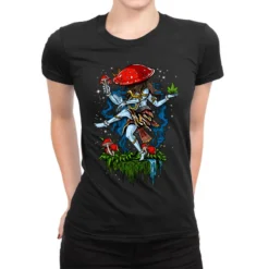 Magic Mushroom God Shiva Psychedelic Dance Ladies Fitted T-Shirt