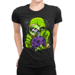 Space Alien Abduction Astronaut Ladies Fitted T-Shirt