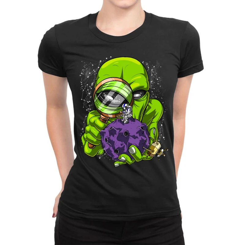 Space Alien Abduction Astronaut Ladies Fitted T-Shirt 1 Space Alien Abduction Astronaut Ladies Fitted T-Shirt