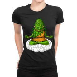 Weed Bud Buddha Ladies Fitted T-Shirt