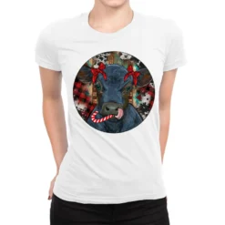 Black Angus Calf Christmas Ladies Fitted T-Shirt