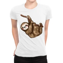 Cute Sloth Ladies Fitted T-Shirt