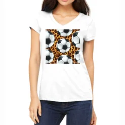 Western Soccer Seamless Pattern Women's V-Neck T-Shirt