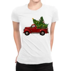 Christmas Trees With Truck Ladies Fitted T-Shirt