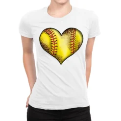 Western Softball Heart Ladies Fitted T-Shirt