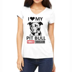I My Pit Bull Three Thousand Women's V-Neck T-Shirt