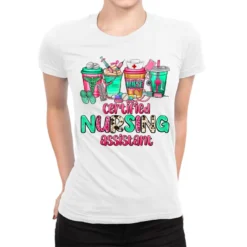 Certified Nursing Assistant Coffee Cups Ladies Fitted T-Shirt