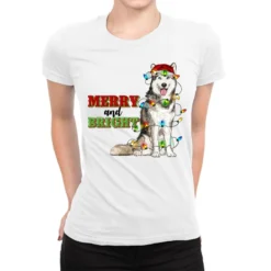 Merry And Bright Husky Ladies Fitted T-Shirt