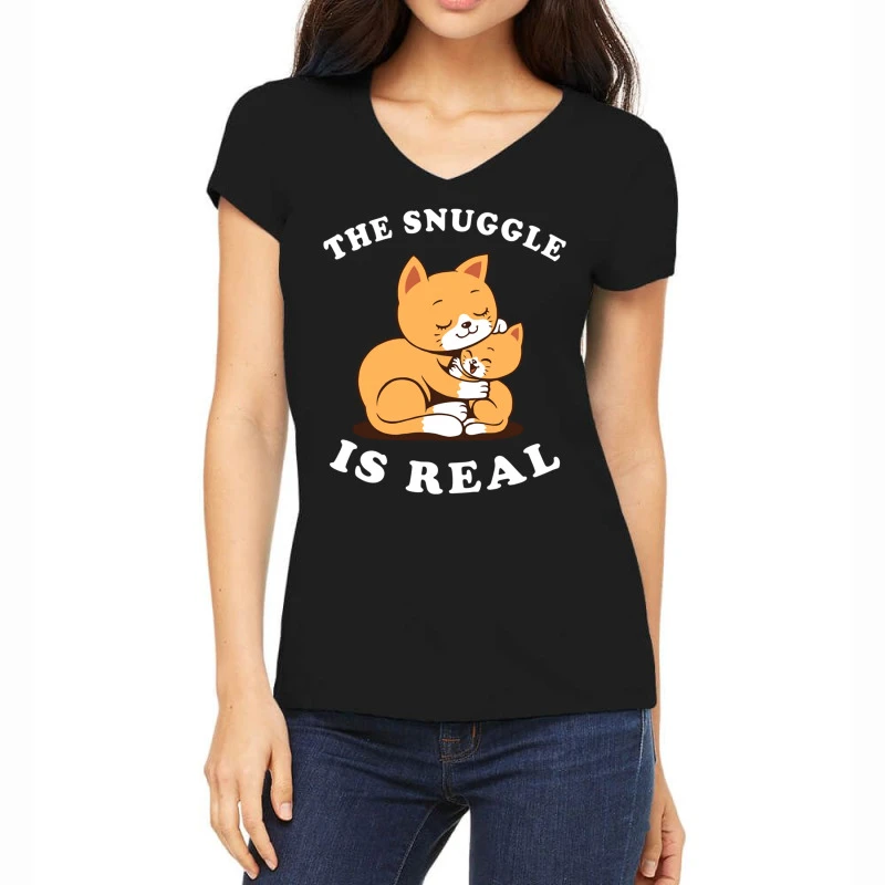 The Snuggle Is Real Women's V-Neck T-Shirt 1 The Snuggle Is Real Women's V-Neck T-Shirt