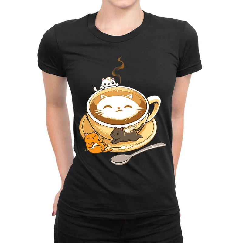 Latte Cat Ladies Fitted T-Shirt 1 Latte Cat Ladies Fitted T-Shirt