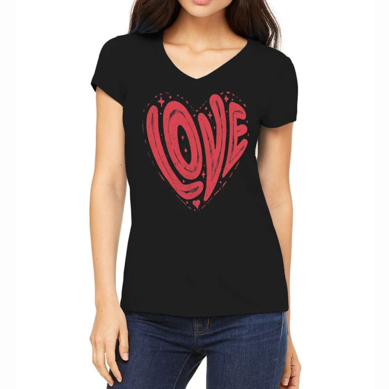 Love In A Heart Shape Women's V-Neck T-Shirt 1 Love In A Heart Shape Women's V-Neck T-Shirt