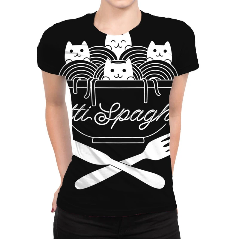 Pasta Cats Ramen Catti Spaghetti All Over Women's T-shirt 1 Pasta Cats Ramen Catti Spaghetti All Over Women's T-shirt