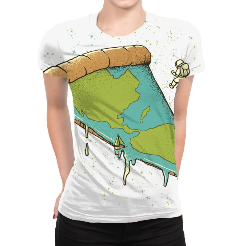 Pizza Earth All Over Women's T-shirt 1 Pizza Earth All Over Women's T-shirt