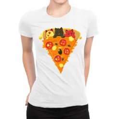 Pizza Cat Ladies Fitted T-Shirt