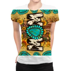 Mom Sunflower Leopard Gemstone Glitter All Over Women's T-shirt