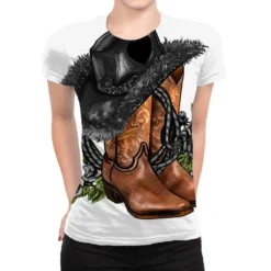 Black Cowgirl And Roses All Over Women's T-shirt