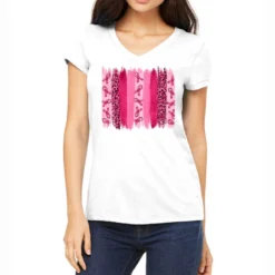 Breast Cancer Brushstrokes Women's V-Neck T-Shirt