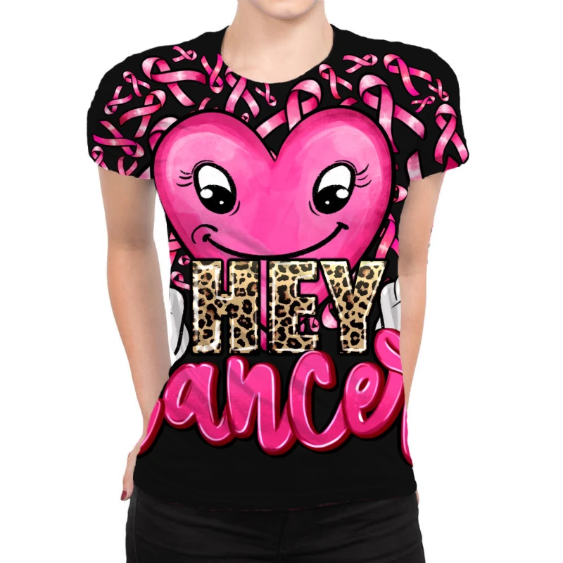 Hey Cancer With Middle Fingers All Over Women's T-shirt 1 Hey Cancer With Middle Fingers All Over Women's T-shirt