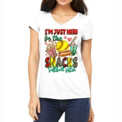 I'm Just Here For The Snacks Softball Sister Women's V-Neck T-Shirt