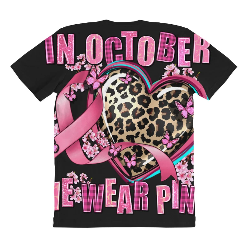Western Leopard In October We Wear Pink Heart All Over Women's T-shirt 4 Western Leopard In October We Wear Pink Heart All Over Women's T-shirt - Image 4