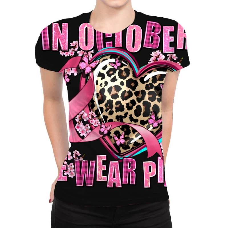 Western Leopard In October We Wear Pink Heart All Over Women's T-shirt 1 Western Leopard In October We Wear Pink Heart All Over Women's T-shirt