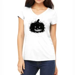 Vintage Halloween Pumpkin Terrible Horrify Hallowe Women's V-Neck T-Shirt