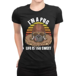 Vintage Pug Donut Bakery Tasty And Sweet Dessert Ladies Fitted T-Shirt