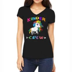 Unicorn Kinder Crew Kindergarten First Day Of Scho Women's V-Neck T-Shirt