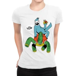 Sloth Turtle Snail Piggyback Sluggish Animals Runn Ladies Fitted T-Shirt