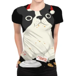 Santa English Bulldog Cookie Christmas Dog Lov All Over Women's T-shirt