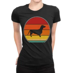 Retro Vintage Doxie Dachshund Dog Weiner Dog Breed Ladies Fitted T-Shirt