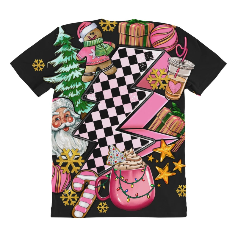 Pink Christmas Lightning Bolt All Over Women's T-shirt 4 Pink Christmas Lightning Bolt All Over Women's T-shirt - Image 4